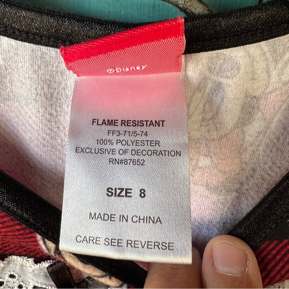 Disney Girls Minnie Mouse Plaid Nightgown pajama Dress Size 8 Ruffles Christmas - Picture 3 of 6